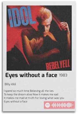 ASDJWAUEYWEH Billy Idol Poster auf Leinwand, Wandkunst, Poster, Vintage-Kunst, ästhetische Dekoration für Wohnzimmer, Schlafzimmer, 30 x 45 cm, ungerahmter Stil