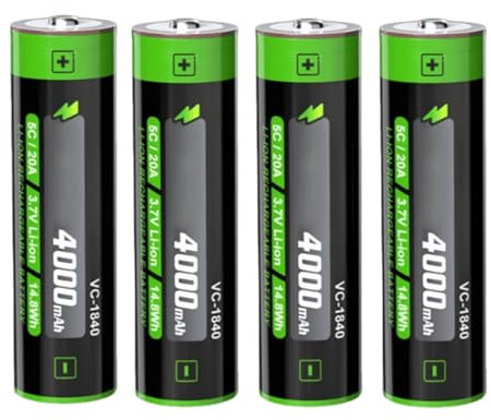 4Stück 3.7V 4000mAh VC-1840 Tip Li-Ion Akku Ersatz Für Taschenlampen Stirnlampen