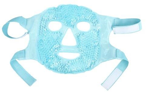 PERSELOSO Gel Gesichtsmaske Eis Wärme Vollgesichtsmaske aus PVC 31x20cm zur Schmerztherapie Anti Falten Müdem Gesicht Kühlende Spa Maske für Zuhause und Schule Lila