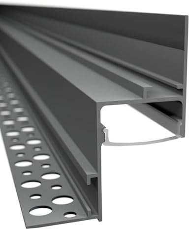 ledomec LED Trockenbau Profil SCHATTENFUGE EINPUTZ, Indirekte Beleuchtung für Innenräume, 22mm Breite, Aluminium Eloxiert, Modern, für Wohnzimmer, Flur, Hotel & Gewerbe (2m + Abdeckung Klar)