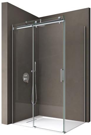 doporro Duschkabine 70x100x195cm Duschabtrennung mit Schiebetür ESG-Sicherheitsglas Klarglas inkl. beidseitiger Easy-Clean-Beschichtung Ravenna17