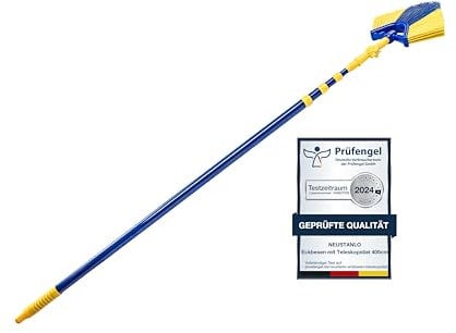 Neustanlo Dreiecksbesen mit Teleskopstiel - 400 cm - verstellbar Spinnenfeger Eckbesen Winkelbesen Dreieckbesen
