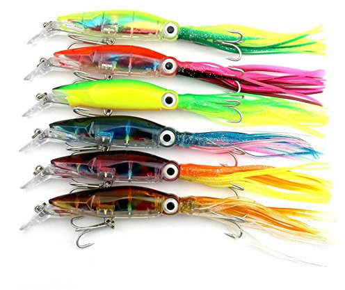 ZREAL Squid Jig Angelköder, 14 cm, 40 g, Oktopus-Rock-Köder, 3D-Augen mit Drillingshaken, harter Köder zum Meeresangeln