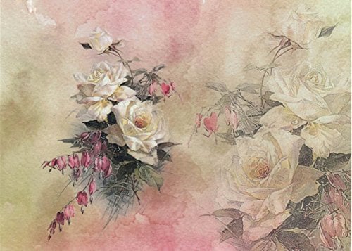 Zita's Creative Reispapier A4 - White Roses. Motiv-Strohseide, Strohseidenpapier, Decoupage Papier