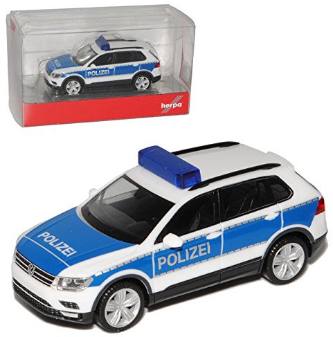 herpa Volkwagen Tiguan II Weiss Blau Polizei 2. Generation Ab 2015 H0 1/87 Modell Auto mit individiuellem Wunschkennzeichen
