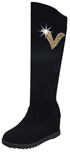 FRAUIT Stivali Donna Invernali Al Ginocchio Scamosciate Stivali Ragazza Zeppa Plateau Stivaletti Con Tacco Interno Scarpe Invernali Polacchine Scarponcini Boots Con Pelliccia Bikers