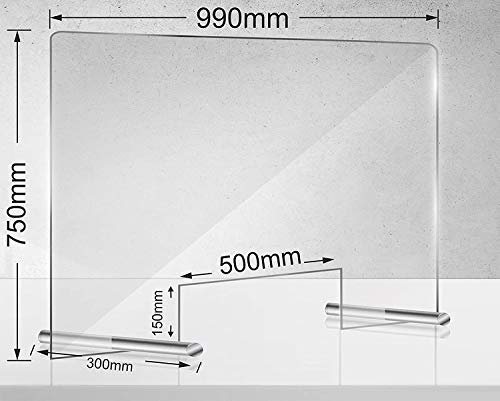 Manschin Laserdesign Acryl Schutzschild | Niesschutz | Spuckschutz | Thekenaufsteller | Schutz gegen Tröpfcheninfektion (990x750mm Querformat)
