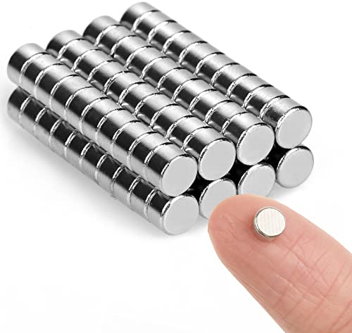 PECULA 80 Stück kleine Magnete, 5 x 3 mm, rund, Mini-Magnete, starke Büromagnete für Whiteboard, Kühlschrank, Zuhause, Küche, Büro