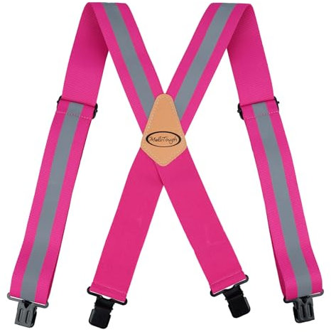 MELOTOUGH Bretelles de sécurité réfléchissantes | Bretelles de travail avec bande réfléchissante haute visibilité, Rose réfléchissant, X BACK