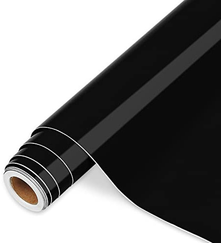 Vinylfolie Plotter schwarz, 30.5cm x 366 cm Glänzend Schwarz Plotterfolie selbstklebend Vinyl, Schwarz Plotterfolie Vinyl Für Cricut, Silhouette Cameo, die meisten Schneidemaschine