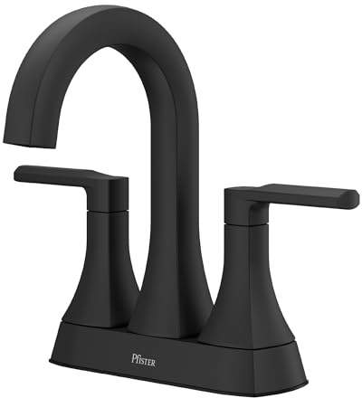 Pfister Vaneri LF048VRIBB Robinet de lavabo de salle de bain, centre de 10,2 cm, 2 poignées, 3 trous, finition noire mate