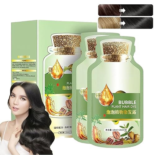 Natural Plant Hair Dye, New Botanical Bubble Hair Dye, Plant Fruit Hair Dye Cream, Pure Plant Extract for Grey Hair Color Bubble Dye,Instant Hair Dye Shampoo for Women Men (Natural Black)