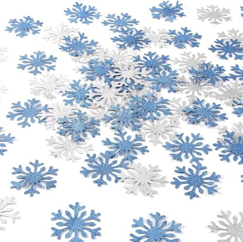 600 Stück Schneeflocken-Konfetti, Papier, Wchneeflocken deko,Eiskönigin geburtstagsdeko, weiß und blau, für Weihnachten, Winter, Party, gefroren, Hochzeit, Geburtstag, Urlaub(White and Blue)