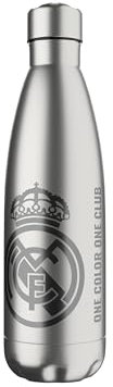 CYP Brands Real Madrid- Botella de agua de acero, Bidón, Cantimplora, Cierre Hermético, 550 ml, Color plata, Producto Oficial