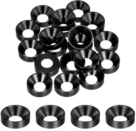QUARKZMAN 20 arandelas avellanadas M8, aleación de aluminio anodizado de 18 mm/0,71 pulgadas, juntas de cabeza para tornillos RC/FPV/PC/piezas de accesorios para drones, negro