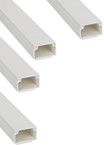 Jandei - Pack x4 Canaleta para Cables PVC Superficie Blanca 1m 16x25mm con Adhesivo