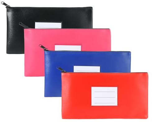 Bankmappe Banktasche 4 Stück Banktaschen aus Kunstleder Geldbeutel Geldtasche Etui für Geldscheine PU Kosmetiktasche mit Reißverschluss für Haushalt,Schule