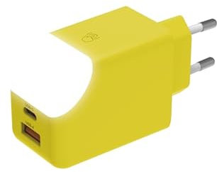 Adaptador De Corriente De Doble Puerto Carga Rápida 65W - Puerto USB Y USB C - Ideal para Cargar Teléfonos, Tabletas Y Ordenadores - con Luz Táctil On Off - Xoopar Ice-G Amarillo
