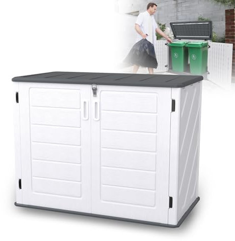 UISEBRT Abri à outils d'extérieur en plastique résistant aux intempéries 700 l - Armoire de jardin résistante aux UV - Boîte de rangement de jardin - Pour tondeuses à gazon, outils, poubelles, 130 x