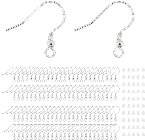 RCIDOS 200 Stück ohrhaken silber 925,ohrringe stecker,Ohrringe aus silber,Hypoallergene Ohrhaken,Für Schmuckherstellung,für die Herstellung von DIY Ohrringen Basteln