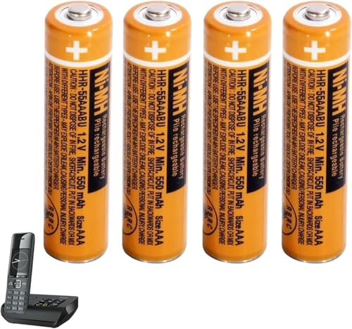 4 Pack 1.2V 550mAh NI-MH Rechargeable AAA Battery for Cordless Phones, AAA Rechargeable Batteries for Gigaset Handsets