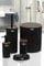 Okyanus Home Badezimmerset - Modernes Holz-Badezimmer Zubehör-Set in Schwarz - Seifenschale, Zahnbürstenhalter, Lotionsflasche, Mülleimer, Toilettenbürste - Lackiert oder Poliert