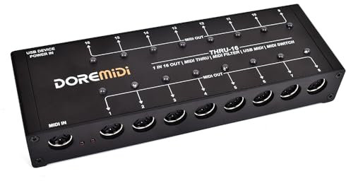 DOREMiDi MIDI THRU-16 Box Filter&Switch 1 MIDI input into 16 MIDI outputs and each MIDI output can edit MIDI filters(THRU-16)
