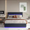 MOTUZP Polsterbett Doppelbett 140x200cm Jugendbett Gepolstertes Bett Stoffbett Stauraumbett mit Hydraulisch Boxspringbett mit LED Beleuchtun, Lattenrost (140x200CM, Schwarz)