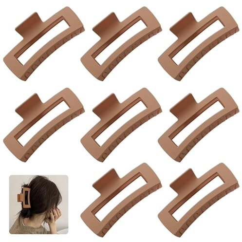 Pinces à cheveux pour femmes, lot de 8 grandes pinces à cheveux rectangulaires mates pour cheveux épais, tenue forte, accessoires de cheveux antidérapants pour femmes et filles
