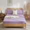 Luofanfei Spannbettlaken 140x200 Baumwolle Muslin Lila Boxspringbett Frottee Topper Weich Uni Atmungsaktiv Bettlaken für Hohe Matratze bis 25-30 cm