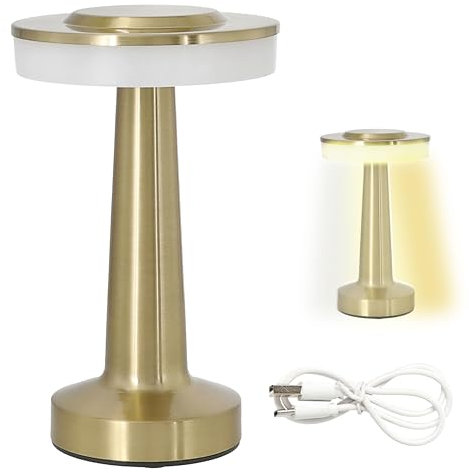 LED Tischleuchte 'Lille' | gold 24LEDs 12x21cm kalt-/warm-/reinweiss Eisen | Touchfunktion USB | stufenlos dimmbar 20 Lumen (1 x LED Tischleuchte 'Lille' gold)