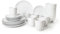 24PC Dinnerware Porcelain White Set: 6 Dinner Plates, 6 Side Plates, 6 Bowls & 6 Mugs. Dishwasher & Microwave Safe.