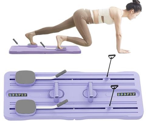 Pilates Board, Upgraded Faltbarer Pilates Reformer Maschine mit Ellenbogenstütze und Spannseil, Multifunktional Bauchtrainer Automatischer Rückprall Bauchmuskeltrainer Fitness Equipment for Home Gym