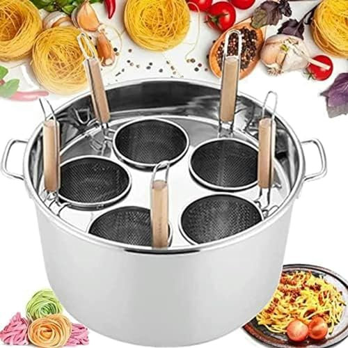 CVNIMV Multitöpfe, Edelstahl-Nudeltopf mit Siebeinsatz, Suppentopf mit Dampfkorb und Nudeltopfeinsatz, Nudelkocher-Set mit Deckel, Kochgeschirr, 3 Löcher ()