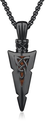 MEDWISE Pfeilspitze Schwarz Kette Herren 925 Sterling Silber Keltische Kette Pfeil Anhänger Ebenholz Halskette Keltische Schwarz Holz Schmuck für Herren Sohn Männer Damen Geburtstag Geschenke