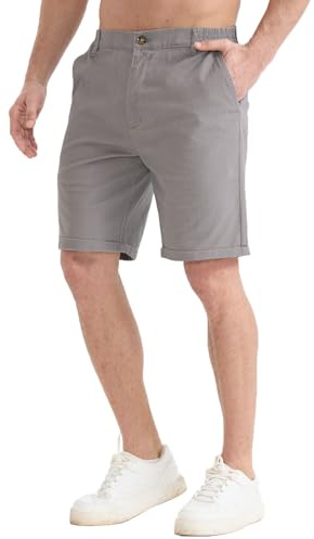 FizzPop Mens Chino Shorts with Phone Pocket Golf Cotton Summer Casual Stretch Shorts Elasticated Waist Regular Fit