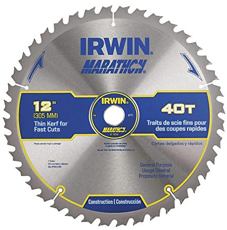 IRWIN Tools MARATHON Carbide Table/Miter Circular Blade, 12-Inch, 40T (14080)