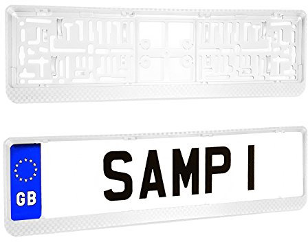 Number Plate Holder Surround/License Plate Frame - White Carbon Effect