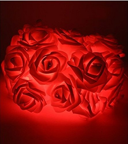 Morbuy Fairy String Lights, 20LED/30LED/40LED/50LED Rose Flower Fairy String Lights for Wedding Festival Garden Party Christmas Decoration Supplies (4M/40LED, Red)