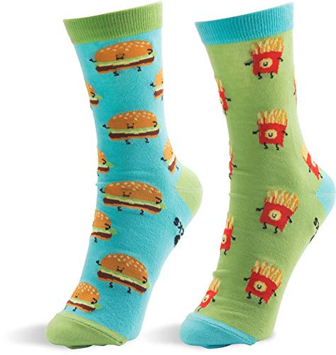 Pavilion Gift Company Unisex's Cheeseburger and Fries-M/L Sock Casual, Blue, Medium