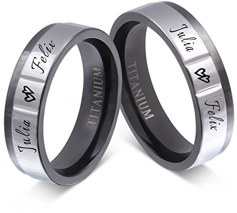 Juwelier Schönschmied Trauringe Partnerringe Eheringe - inkl. WUNSCHGRAVUR - Titan 60-66 T25HHac - mit AMAZON KONFIGURATOR direkt online gestalten !