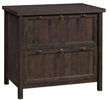 Sauder Costa Aktenschrank mit 2 Schubladen, seitlich, mit Schloss, für Heimbüro, Kaffee-Eiche