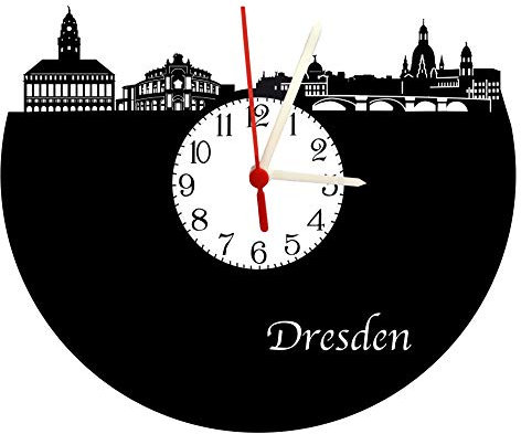 bigcopy e.K. Wanduhr Dresden Skyline mit Zifferblatt, hochwertige Acrylglas Uhr mit lautlosem Quarzwerk, 3mm Stärke