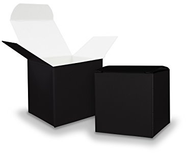 50x itenga GeschenkSchachtel aus Karton zum Befüllen (Adventskalender Gastgeschenk, Hochzeit Taufe Geburt) (Würfel 5x5cm, schwarz)