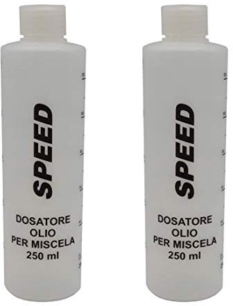 Speed N. 2 Misurini Dosatori olio per miscela 250 ml con tappo, scala graduata e percentuali 2-4% 2,5-5% 3-6%