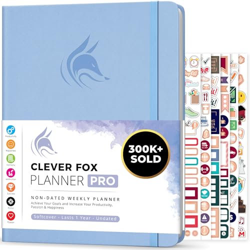 Clever Fox Planner PRO - Planner Settimanale/Mensile. Per aumento della tua produttività, Gestione del Tempo e raggiungere i tuoi obiettivi - Organizer, dura 1 anno - A4, Senza Data - Pervinca