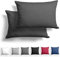 Alreya 2er-Set Mako Satin Kissenbezug 40 x 60 cm - 100% Baumwolle mit YKK Reißverschluss, Superweicher Kopfkissenbezug, Kissenhülle, Oeko-TEX® Standard Zertifiziert, Anthrazit, nur Kissenbezug