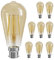 QNINE 8-Pack B22 Dimmable Bayonet Light Bulb, 6W (60W Equivalent), 600lm, Warm White 2700K, LED Filament Bulb