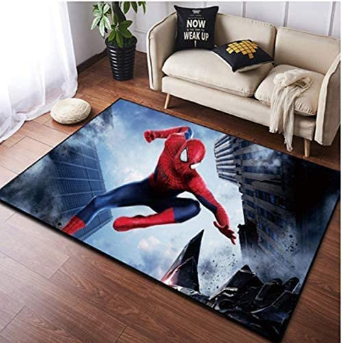 KIKCY Teppich für Schlafzimmer, Spiderman, Kinderzimmer, Wohnzimmer, Schlafzimmer, Küche, Badezimmer, Anti-Rutsch-Matte, Teppich (80 x 120 cm)
