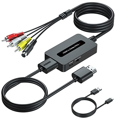 SUNNATCH Convertitore da HDMI a SVideo RCA con Cavi S-Video + RCA + HDMI, Adattatore HDMI S-video, Convertitore da HDMI a AV Composite CVBS, Convertitore HDMI to RCA Svideo